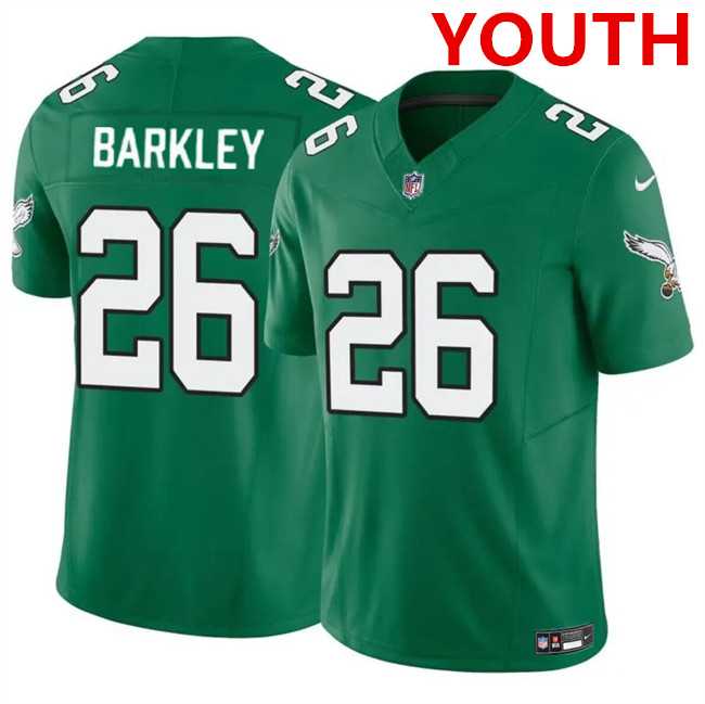 Youth Philadelphia Eagles #26 Saquon Barkley Green 2023 F.U.S.E Vapor Untouchable Limited Throwback Stitched Jersey Dzhi->youth nfl jersey->Youth Jersey